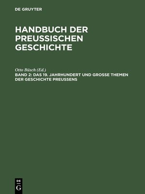 cover image of Das 19. Jahrhundert und Große Themen der Geschichte Preußens